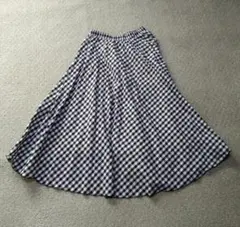 ギンガムチェック　ロングスカート　白黒　レディース　rps　M