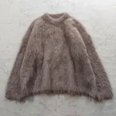 美品 アルパカミックス シャギーニット M モカベージュ