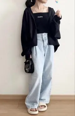 GU ＊ GIRLS デニムハイウエストタックワイドパンツ セット売り 単品可