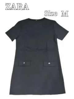 ZARA ポリエステル素材半袖ミニワンピース