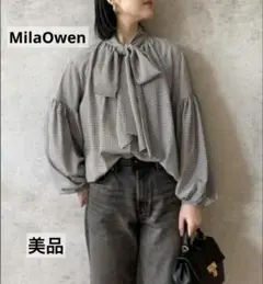 【本日のみお値下げ】MilaOwen ボウタイ付き袖ボリュームブラウス