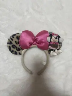 「美品」ディズニー ミニーマウス ヒョウ柄カチューシャ