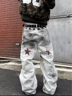 ワイドシルエット スターデザイン デニムパンツ swag - メルカリ 