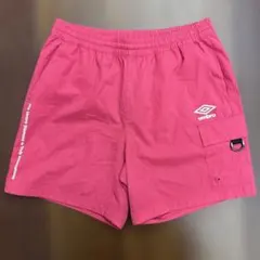 umbro ハーフパンツ ナイロン プリントロゴ 古着 ピンク Mサイズ