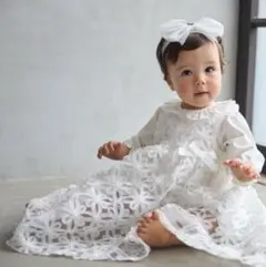 【美品】プティマイン フラワーレース セレモニーセット ベビードレス