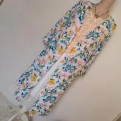 （新品）ボタニカル柄ロングカーディガン✡カーディガン