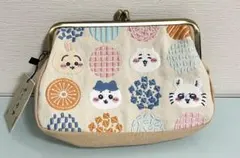 ちいかわ　刺繍　がまぐち　ポーチ　うさぎ　ハチワレ　モモンガ