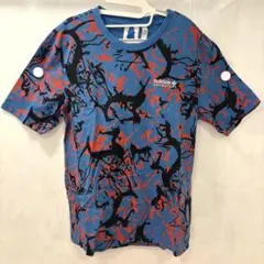 【adidas originals】 ペイント加工　Tシャツ ブルー　美品