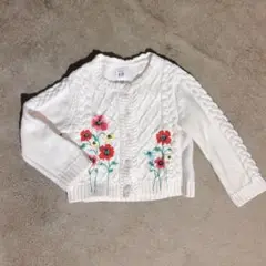 花柄刺繍 白　ニット　カーディガン babyGap 18-24月　秋　90cm