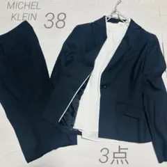 3点セット✨ミッシェルクラン パンツスーツ & 白ブラウス 38 M 黒 美脚