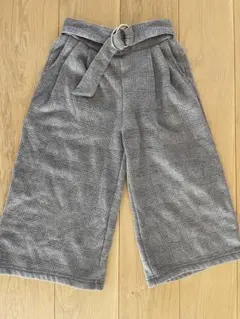 グレー系チェック ワイドパンツ 130cm