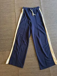 ZARA ネイビー サイドラインワイドレッグパンツ
