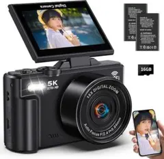 デジタルカメラ 7500万画素 5録画 スマホに送れる デジカメ Wi-Fi機能のサムネイル