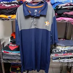 18.MLBアストロズ野球エジプト製スポーツ襟ポロシャツL紺USA直輸入メンズのサムネイル