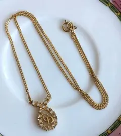 Christian Dior CD ロゴ ネックレス ラインストーン 【訳あり】