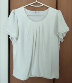 【スーツセレクト】フロントタック半袖カットソー/ホワイトのサムネイル