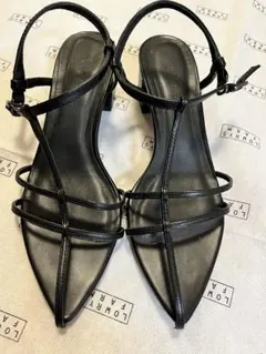 ブラック ストラップサンダル ヒール5cm