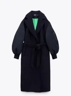 ★極美品★ZARA ブラック ロングコート ザラ ZARA コート ウール ロング ピーコート ダッフルコート