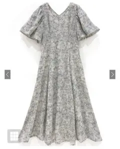 花柄Ｖネックバックレースアップフレアワンピース　mc069