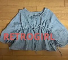 RETROGIRLのショート丈シャーリング入りリボン羽織　フリーサイズのサムネイル