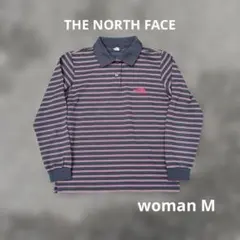 ど*ん様 THE NORTH FACE ボーダー 長袖ポロシャツ レディース M