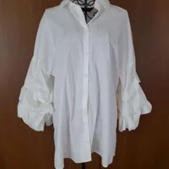 ZARA ホワイト シャツ ティアードスリーブのサムネイル