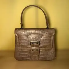 ゴールド クロコダイル風ハンドバッグ