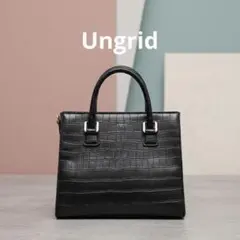 Ungrid アングリッドクロコダイル風 ブラック ハンドバッグ