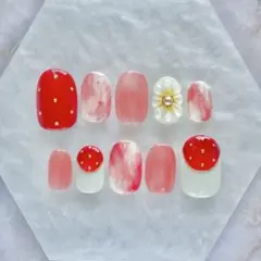 129. Ichigo milk 【現品あり】 ネイルチップ サイズオーダー可
