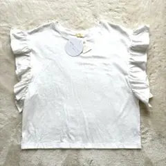 earth music&ecology フリル袖Tシャツ ホワイト 半袖 フリー