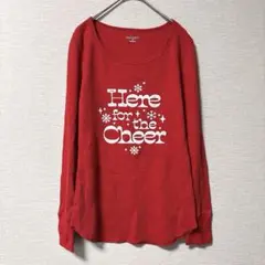 OLD NAVY 【XS】 長袖 Tシャツ レッド 赤 ロゴプリント ユーズド