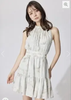 rienda 女神ワンピース　ホルターネックギャザーミニフレアワンピース