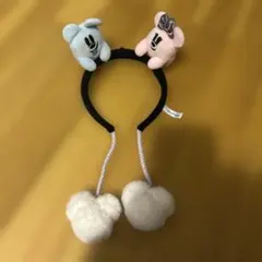 ミッキー・ミニー ふわふわ耳付きヘアバンド