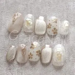 No.2180 現品販売！ネイルチップ　ベージュ/ミラー/ニュアンス