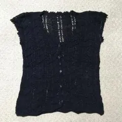 黒　ブラック　ベスト　ニット　ハンドメイド