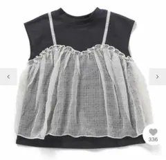 黒 ノースリーブ チュールTシャツのサムネイル