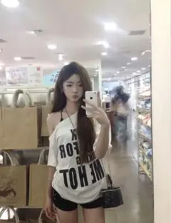 Tシャツ レディース 夏 半袖 オフショル y2kのサムネイル