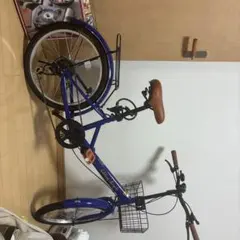 折りたたみ自転車 ブルー カゴ付きのサムネイル