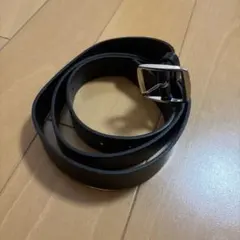シンプル 黒 レザーベルト シルバーバックル