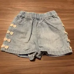 petit main リボン付きデニムショートパンツ 90