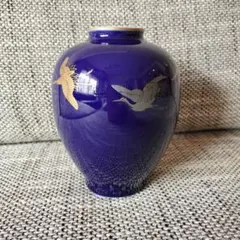 美品◆深川製磁　花瓶　紺
