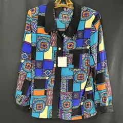 未使用 派手柄シャツ 昭和レトロ バブル M相当 ヴィンテージシャツ 日本製