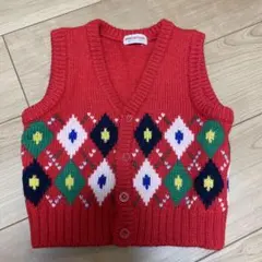 ミキハウス　ベスト　アーガイル　ひし形　レトロ
