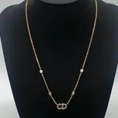 美品 DIOR ディオール ロゴネックレス パール ラインストーン CDロゴ