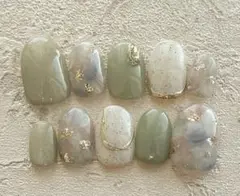 サイズオーダー No.110 グリーン フラワー マグネット ミラー ニュアンス