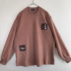 日本製 FELLY TAIL 刺繍 スウェットトレーナー ピンク系 ウール混 M