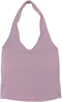 H&M リブホルターネック タンクトップ ピンク Mサイズのサムネイル