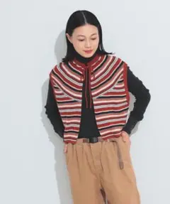 ストライプ ノースリーブニット