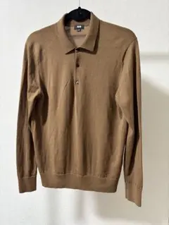 UNIQLO エクストラファインメリノ　ニットポロ　ユニクロ　L