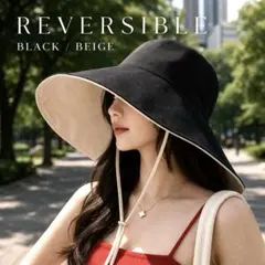 帽子 レディース リバーシブル つば広 ハット UVカット 折りたたみ 小顔効果